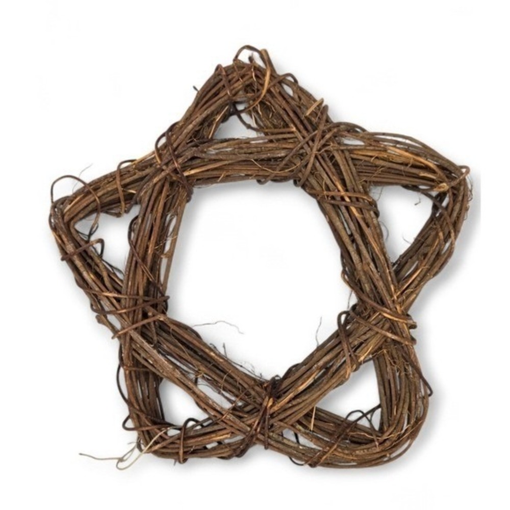 Grapevine Rattan Wooden Star Shaped Wreath Americana Patriotic July 4th